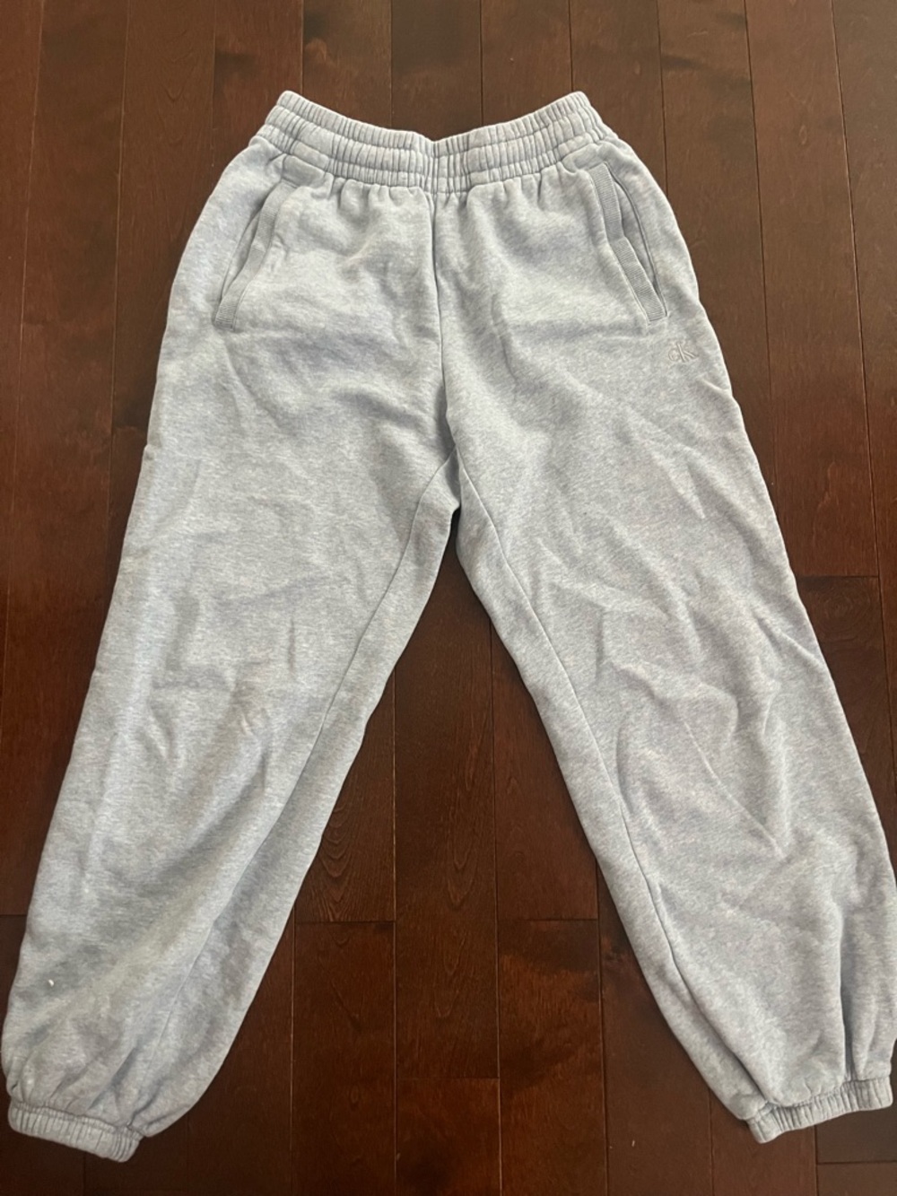 Calvin Klein Light Blue and Cream Fleece Sweatpants